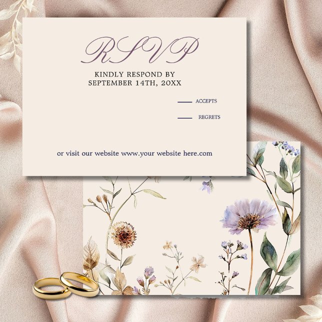 Wildflowers Floral Elegant Wedding RSVP Card (Creator Uploaded)