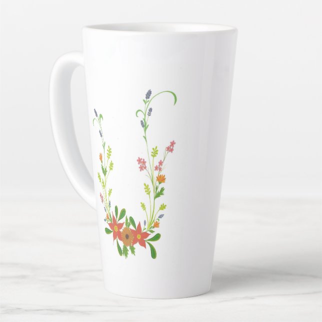 Wildflowers floral latte coffee mug (Left Angle)
