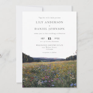 Wildflowers Floral Meadow All In One Wedding Invitation