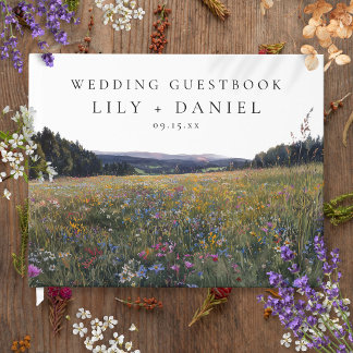 Wildflowers Floral Meadow Wedding Photo Guest Book
