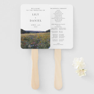 Wildflowers Floral MeadowWedding Program Hand Fan