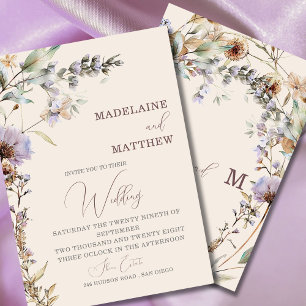 Wildflowers  Floral Modern Elegant Wedding Invitation