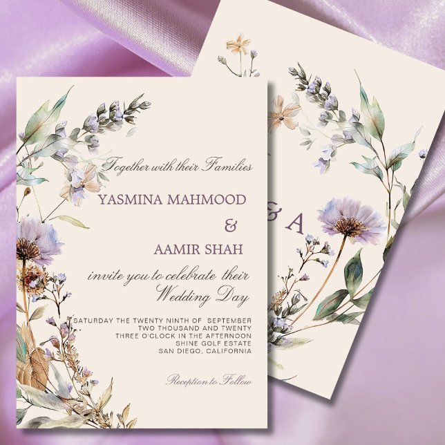 Wildflowers Floral Modern Wedding  Invitation (Creator Uploaded)