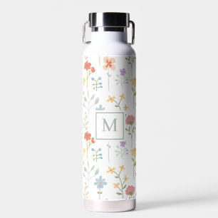 Wildflowers Floral Pattern Monogram Water Bottle