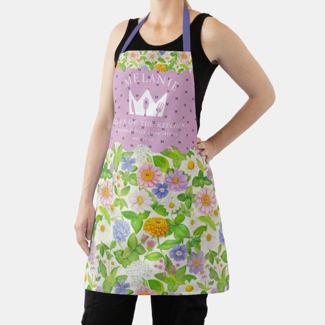 Wildflowers Floral Pattern Queen of the Kitchen  Apron (Insitu)