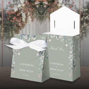 Wildflowers Floral Sage Green Wedding Favor Box