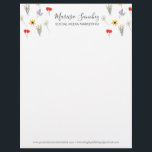 Wildflowers Floral Script Name Modern Letterhead<br><div class="desc">Letterhead Simple Modern with Hand Drawn Wild Flowers</div>