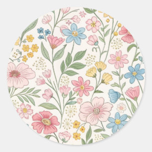 Wildflowers Floral Summer Pattern Classic Round Sticker