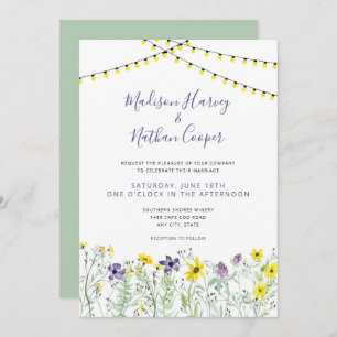 Wildflowers floral wedding celebration invitations