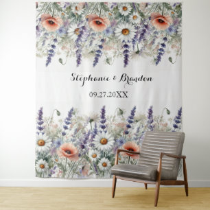 Wildflowers Floral Wedding Photo Booth Tapestry