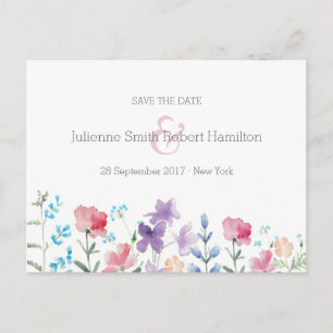 Wildflowers Floral Wedding Save the Date Postcard