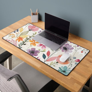 Wildflowers Floral Whimsical Pattern Desk Mat