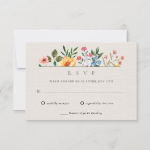 Wildflowers Garden Botanical Wedding RSVP Card