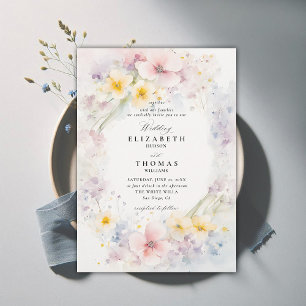 Wildflowers Garden Delicate Modern Elegant Wedding Invitation