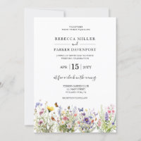 Wildflowers garden modern Wedding invitation