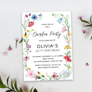 Wildflowers Garden Party Birthday Invitation