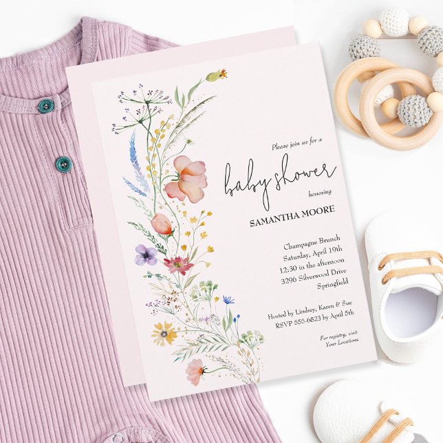 Wildflowers Girl Baby Shower Invitation (Creator Uploaded)