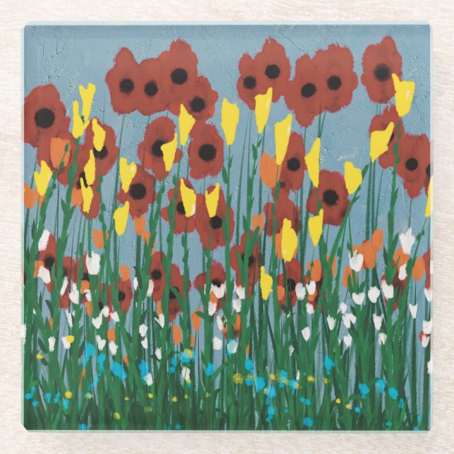 Wildflowers Glass Coaster (Front)