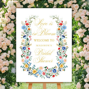 Wildflowers Golden Bridal Shower Welcome Poster