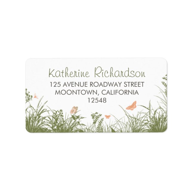 wildflowers grass white address labels (Front)