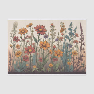Wildflowers Growing in the Field Illustration  Tissue Paper