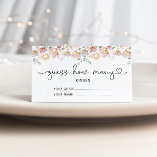 Wildflowers guess how many kisses bridal game enclosure card