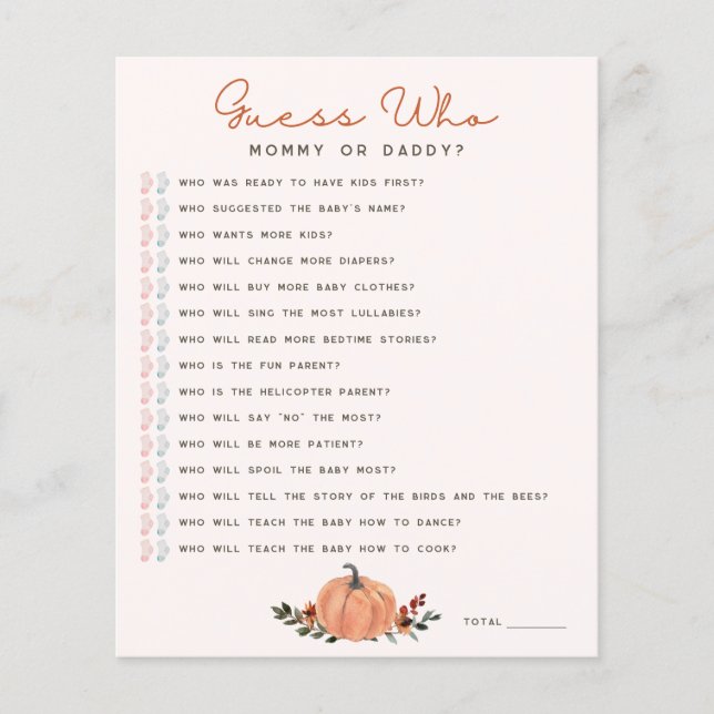 Wildflowers Guess Who Baby Shower Game (Front)