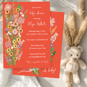 Wildflowers Handpainted Custom Baby Shower  Invitation