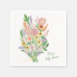 Wildflowers Handpainted Custom Baby Shower Napkin