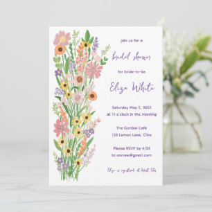 Wildflowers Handpainted Custom QR Bridal Shower Invitation