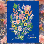 Wildflowers Handpainted Gouache Happy Birthday Postcard<br><div class="desc">Perfect simple and cute design for a fun birthday postcard! Hand made art for you! FULLY CUSTOMIZABLE! Click on “Personalize” above to edit the text. Click "edit using design tool" to adjust the fonts, colours and placements. THANK YOU FOR SUPPORTING INDEPENDENT ARTISTS! All artwork and designs are created by me....</div>