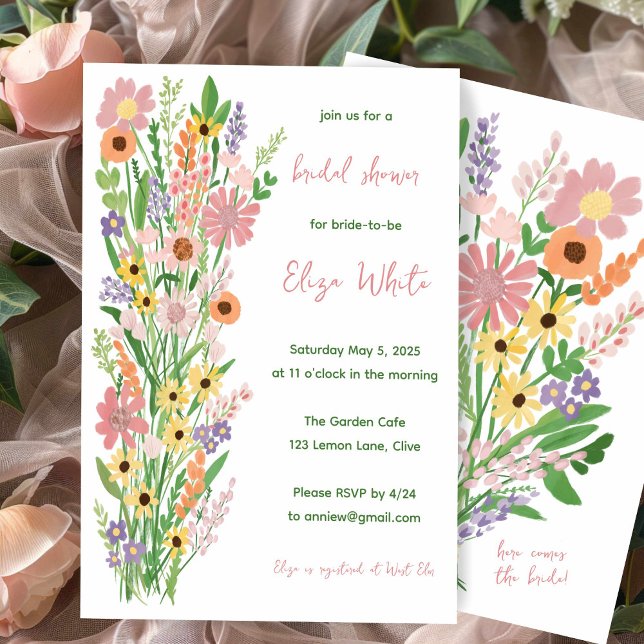 Wildflowers Handpainted Sweet Custom Bridal Shower Invitation (Wildflowers Handpainted Sweet Custom Bridal Shower Invitation
)