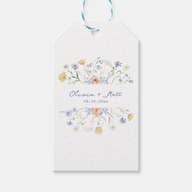 Wildflowers handritten wedding gift tags (Front)