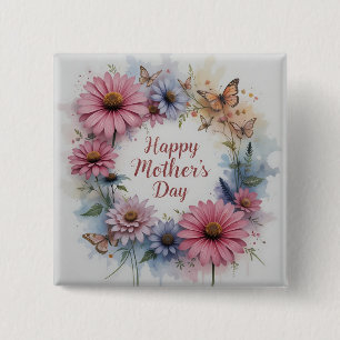 WildFlowers Happy Mother's Day 2 Inch Square Button