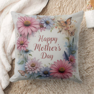 Wildflowers Happy Mother's Day Throw Pillow
