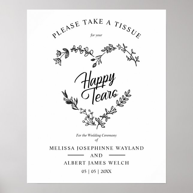 Wildflowers Heart Happy Tears Wedding Quote Poster (Front)