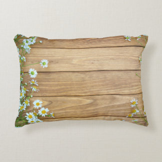 Wildflowers, herbs: wooden background. accent pillow