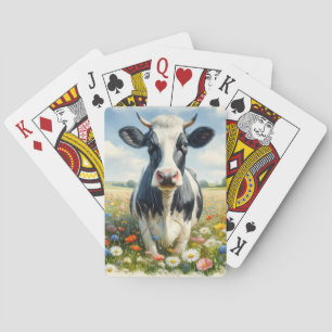 Wildflowers Holstein Dairy Cow Playing Cards