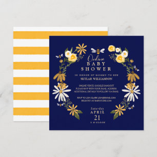 Wildflowers & Honey Bee Floral Online Baby Shower Invitation