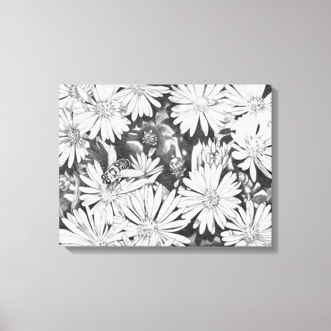 Wildflowers Honeybees Art Print Canvas Small (Front)