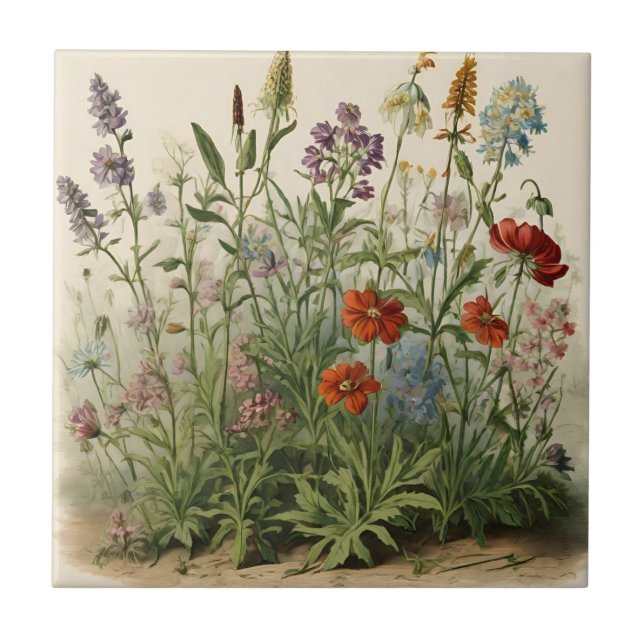 Wildflowers Illustration  Tile (Front)
