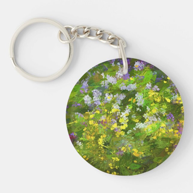 Wildflowers Impasto Painting - Original Flower Art Keychain (Front)