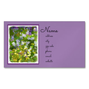 Wildflowers Impasto Painting - Original Flower Art Magnetic Business Card