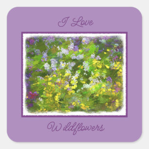 Wildflowers Impasto Painting - Original Flower Art Square Sticker