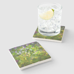 Wildflowers Impasto Painting - Original Flower Art Stone Coaster