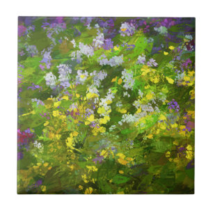 Wildflowers Impasto Painting - Original Flower Art Tile
