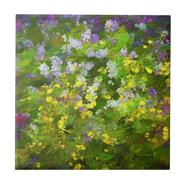 Wildflowers Impasto Painting - Original Flower Art Tile (Front)