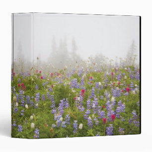 Wildflowers In A Meadow With Fog In Mt. Rainier Na Binder