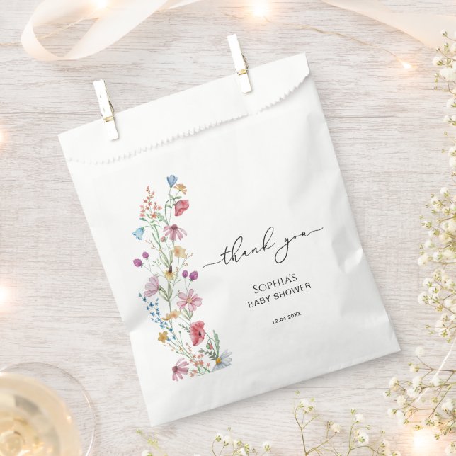 Wildflowers in Bloom Baby Shower Favour Bag (Clipped)