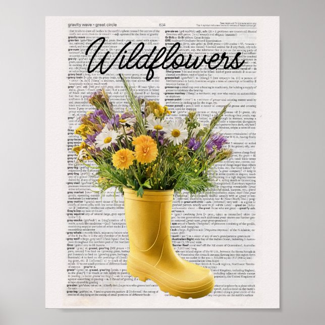 Wildflowers in boot art print (Front)